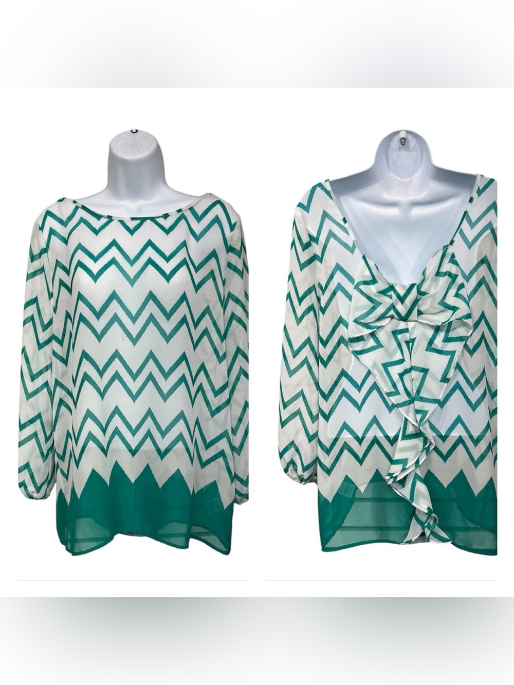 Pink Owl chevron blouse size large